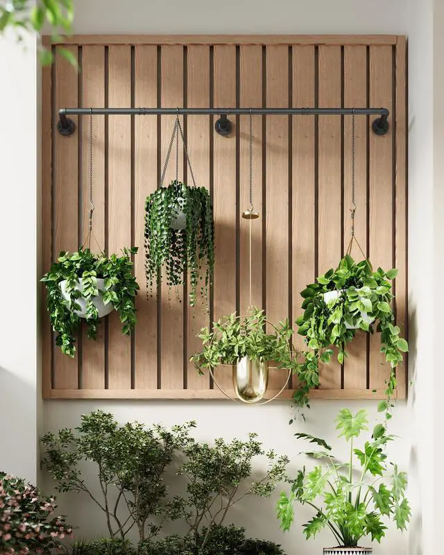 Alt view image 2 of 7 - 65.7" Metal Plant Hanging Rod with 6 Chains, Pots Not Included
