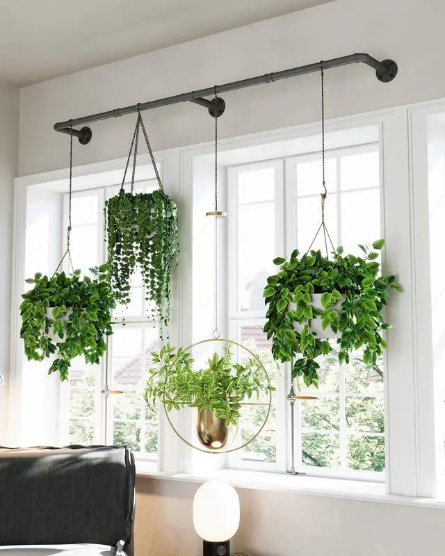 Alt view image 3 of 7 - 65.7" Metal Plant Hanging Rod with 6 Chains, Pots Not Included