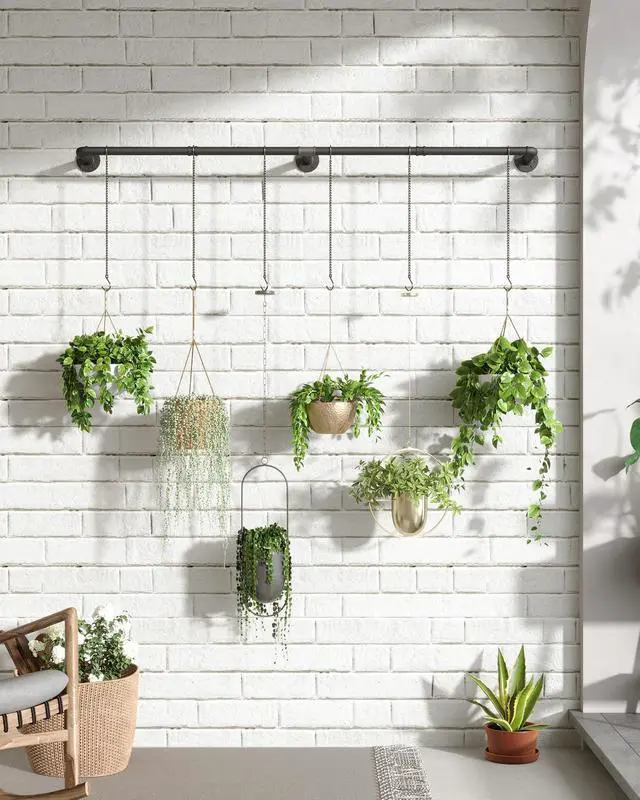 Alt view image 4 of 7 - 65.7" Metal Plant Hanging Rod with 6 Chains, Pots Not Included