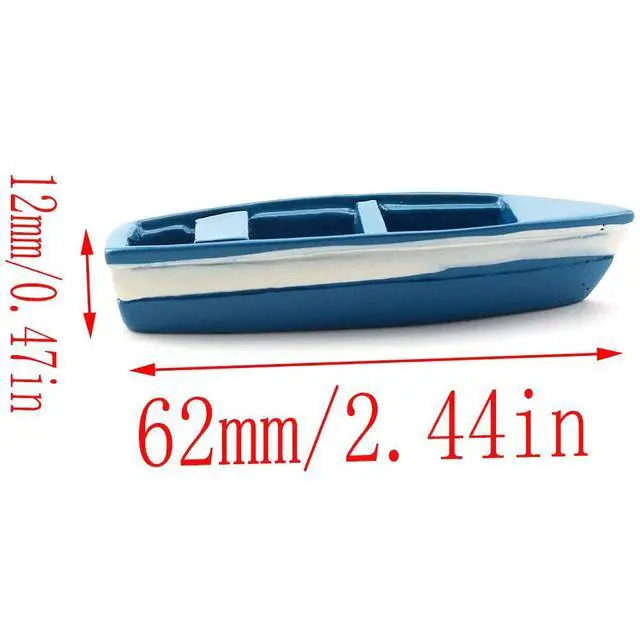 Alt view image 2 of 5 - Lovely Miniature Blue Rowboat Little Plastic Boat Canoe Model with Oars for Miniature Gardens Doll House Cake Topper Decoration