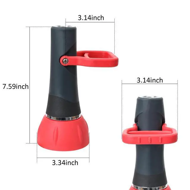Alt view image 4 of 7 - Industrial Fireman's Garden Hose Nozzle High Flow, Professional High Volume Classic Fireman Style Spray Nozzle, Heavy Duty Adjustable Twist Hose Nozzle with Large Shut-off Handle, 250 PSI