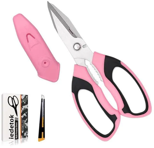 Main image of Utility Scissors Heavy Duty, Ultra Sharp Blade Shears, Comfortable Non-Slip Handle, Multipurpose Stainless Steel Scissors For Cutting Cardboard, Fabric, Carpet, Leather, Wire