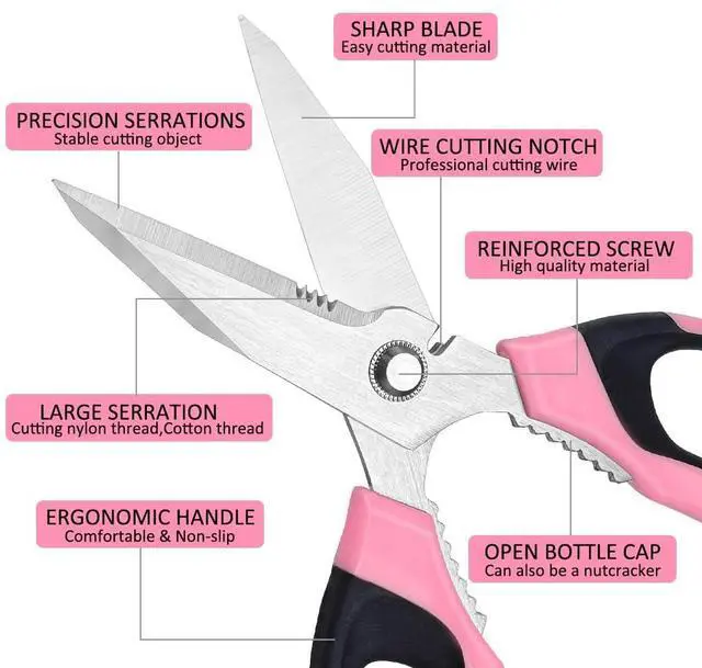 Alt view image 2 of 6 - Utility Scissors Heavy Duty, Ultra Sharp Blade Shears, Comfortable Non-Slip Handle, Multipurpose Stainless Steel Scissors For Cutting Cardboard, Fabric, Carpet, Leather, Wire
