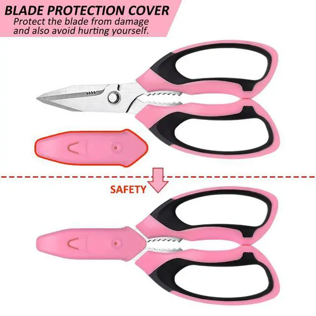 Alt view image 5 of 6 - Utility Scissors Heavy Duty, Ultra Sharp Blade Shears, Comfortable Non-Slip Handle, Multipurpose Stainless Steel Scissors For Cutting Cardboard, Fabric, Carpet, Leather, Wire