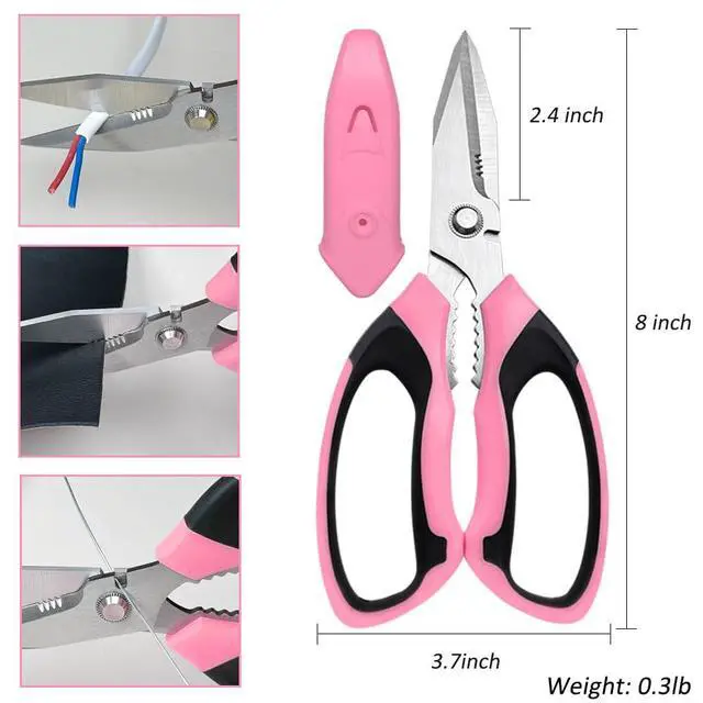 Alt view image 6 of 6 - Utility Scissors Heavy Duty, Ultra Sharp Blade Shears, Comfortable Non-Slip Handle, Multipurpose Stainless Steel Scissors For Cutting Cardboard, Fabric, Carpet, Leather, Wire