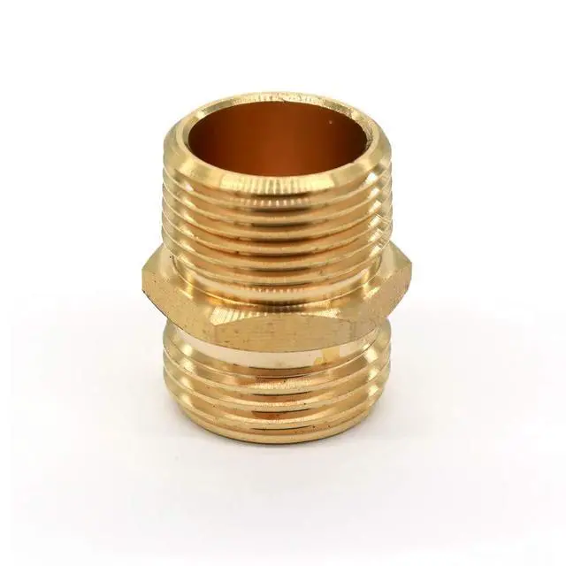 Alt view image 2 of 5 - 3/4 GHT Male x 3/4 NPT Male Connector, Brass Garden Hose Fitting, Adapter, Industrial Metal Brass Garden Hose to Pipe Fittings Connect (2 Pack)