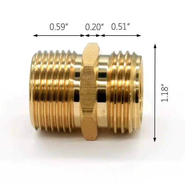Alt view image 3 of 5 - 3/4 GHT Male x 3/4 NPT Male Connector, Brass Garden Hose Fitting, Adapter, Industrial Metal Brass Garden Hose to Pipe Fittings Connect (2 Pack)