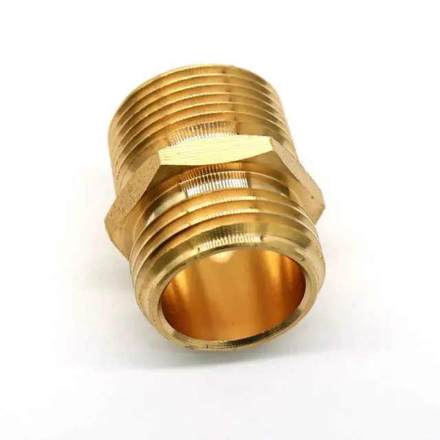 Alt view image 4 of 5 - 3/4 GHT Male x 3/4 NPT Male Connector, Brass Garden Hose Fitting, Adapter, Industrial Metal Brass Garden Hose to Pipe Fittings Connect (2 Pack)