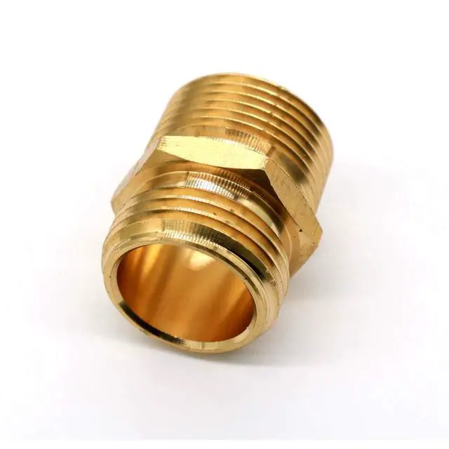 Alt view image 5 of 5 - 3/4 GHT Male x 3/4 NPT Male Connector, Brass Garden Hose Fitting, Adapter, Industrial Metal Brass Garden Hose to Pipe Fittings Connect (2 Pack)