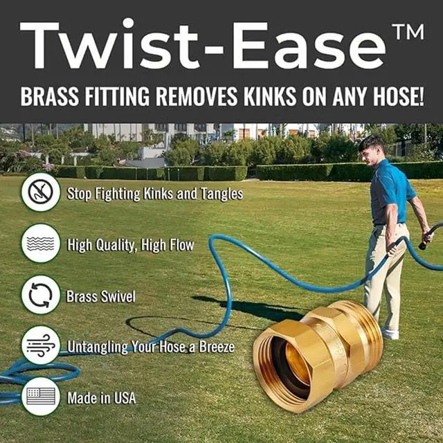Alt view image 2 of 4 - Twist Ease Kink Eliminator AVG-HSF-75, Brass Hose Swivel Fitting for Smooth Water Flow, Easy Installation, Heavy-Duty Anti-Kink Connector for Garden, Industrial, and Home Use