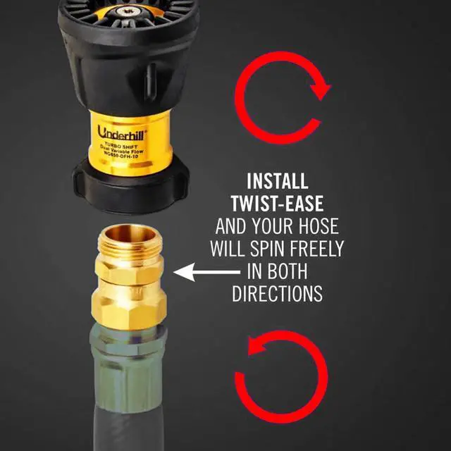 Alt view image 4 of 4 - Twist Ease Kink Eliminator AVG-HSF-75, Brass Hose Swivel Fitting for Smooth Water Flow, Easy Installation, Heavy-Duty Anti-Kink Connector for Garden, Industrial, and Home Use