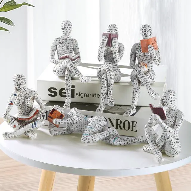 Alt view image 2 of 7 - Home Decor Pulp Reading Women Thinker Statue Aesthetic Sculpture Room Decor Modern Abstract Decoration on Shelf Table Desk for Living Room Office Bedroom A