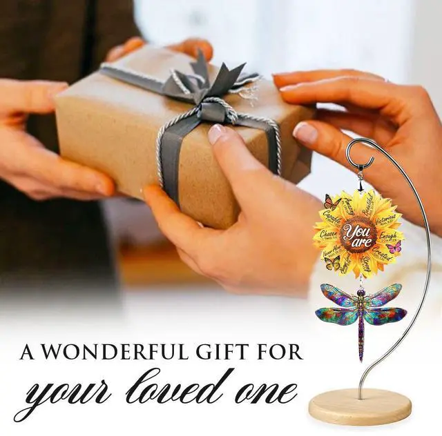 Alt view image 6 of 7 - Christian Gifts for Women - Religious Desk Decor - Dragonflies Decor Suncatcher Effect - Sunflower Gift - Dragonfly Ornaments - Faith-Based Gift Idea for Mom, Friends, Sister, Female Coworker