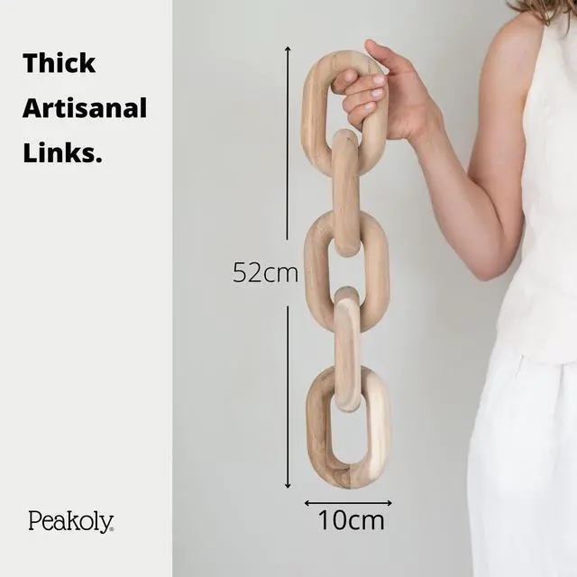 Alt view image 5 of 7 - Book Shelf Decor Items - Acacia Wood Chain Link Decor, Coffee Table Accessories, Bookshelf Decors, Sculpture for Shelves, Wooden Decorative Objects, Link Ornament, Living Room Accents