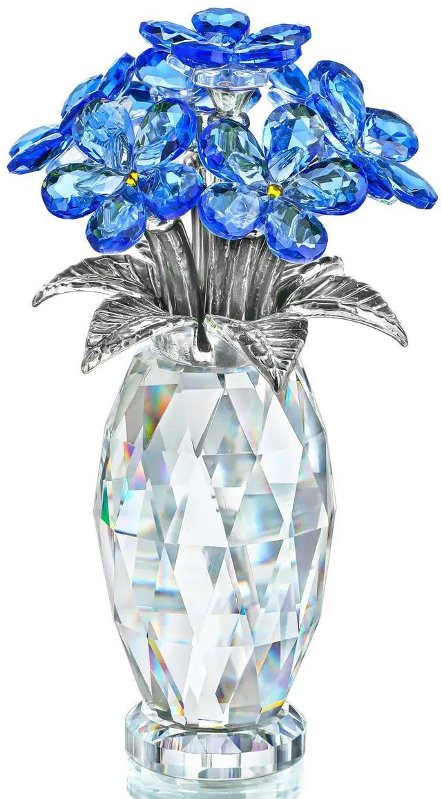 Main image of Blue Crystal Forget Me Not Flower Figurine,Flower Gifts for Women,Crystal Glass Flower Collectible Ornaments for Home Decor Table Centerpiece