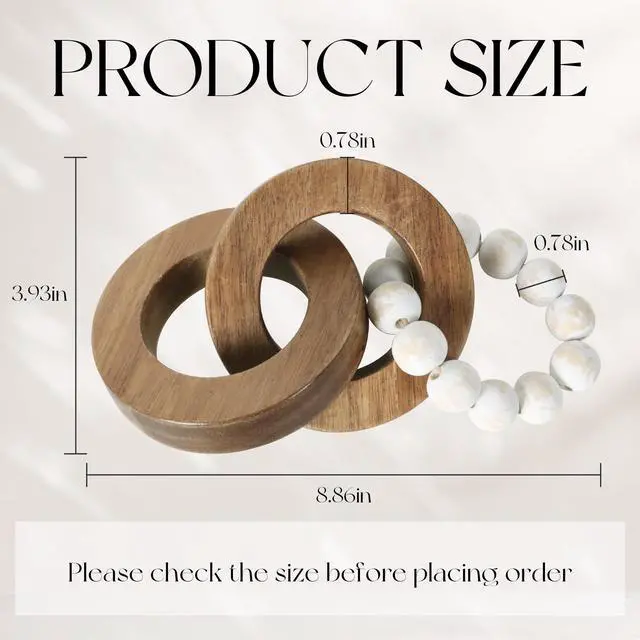 Alt view image 2 of 7 - Wood Chain Link Decor, Minimalist Handmade Carved Knot Décor Accents for Shelf Coffee Table, Natural Boho Farmhouse Rustic Home Decor, Best Housewarming Gifts (8.86 inch)