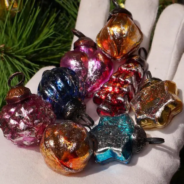 Alt view image 7 of 7 - 25 Piece Handcrafted Glass Vintage Ornaments with Gift Box- Vintage Christmas Tree Ornaments Set- Distress Mini Xmas Decor - Unique Retro Christmas Decorations Bulk, Reusable Holiday Decor