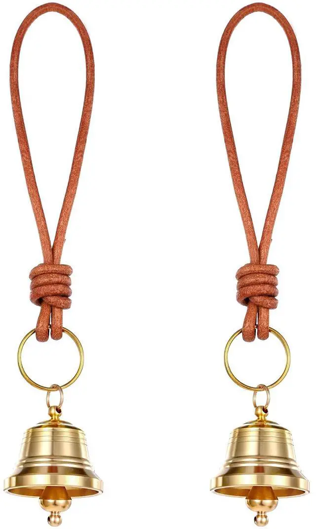 Main image of 2 Pcs Brass Hanging Bells for Door Knob Vintage Small Bells Decoration Gold Jingle Bell Clear Ringing Decorative Bell Stocking Stuffers for Home Garden Shopkeepers Christmas Decor