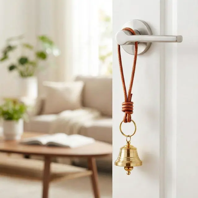 Alt view image 5 of 7 - 2 Pcs Brass Hanging Bells for Door Knob Vintage Small Bells Decoration Gold Jingle Bell Clear Ringing Decorative Bell Stocking Stuffers for Home Garden Shopkeepers Christmas Decor