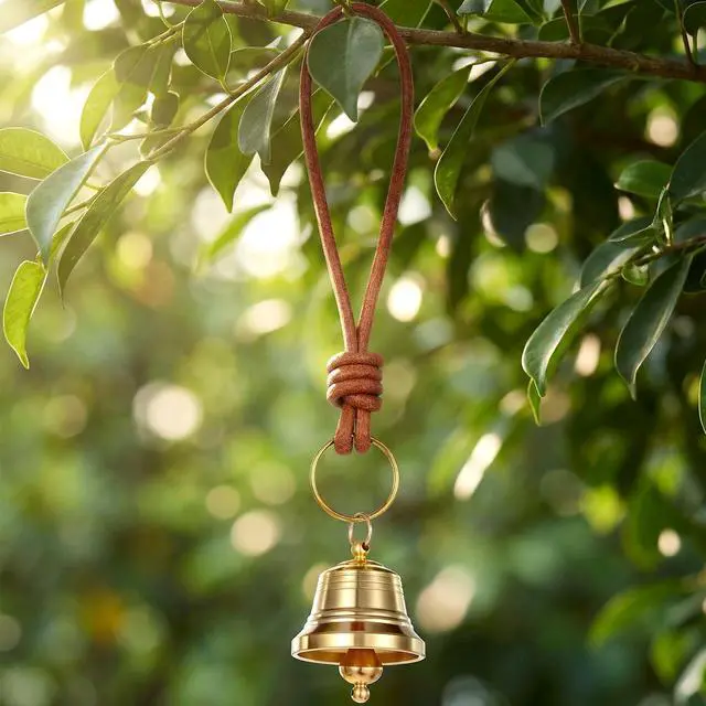 Alt view image 4 of 7 - 2 Pcs Brass Hanging Bells for Door Knob Vintage Small Bells Decoration Gold Jingle Bell Clear Ringing Decorative Bell Stocking Stuffers for Home Garden Shopkeepers Christmas Decor