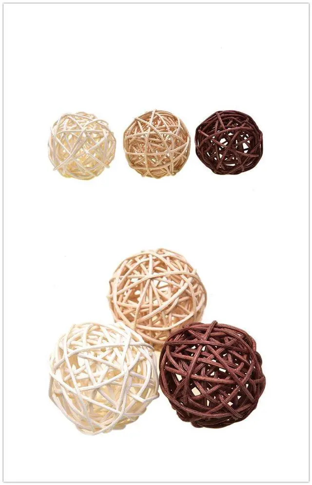 Alt view image 2 of 7 - Natural Decorative Wicker Rattan Balls- Vase Filler, House Ornament, Christmas Tree Garden Wedding Party Coffee Table Decoration,Craft DIY, Parrot, Bird Toys Balls.
