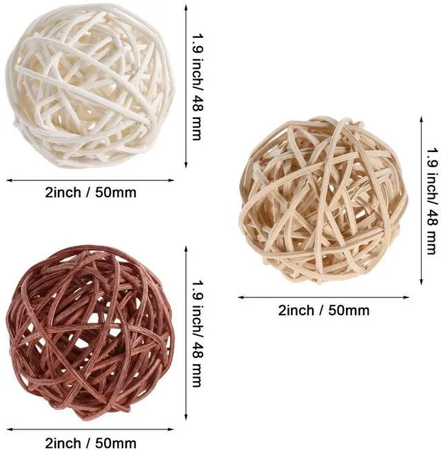Alt view image 3 of 7 - Natural Decorative Wicker Rattan Balls- Vase Filler, House Ornament, Christmas Tree Garden Wedding Party Coffee Table Decoration,Craft DIY, Parrot, Bird Toys Balls.