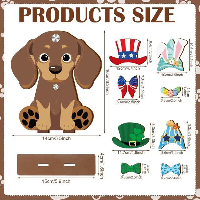 Alt view image 2 of 7 - 42 Pcs Small Interchangeable Dog Sign Holiday Summer Decor Seasonal Table Centerpiece Farmhouse Rustic Magnetic Desk Accessories Wooden Home Office Room Welcome Tiered Tray Decoration Gifts