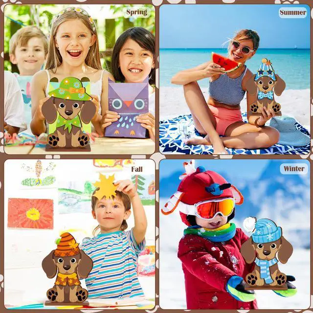 Alt view image 6 of 7 - 42 Pcs Small Interchangeable Dog Sign Holiday Summer Decor Seasonal Table Centerpiece Farmhouse Rustic Magnetic Desk Accessories Wooden Home Office Room Welcome Tiered Tray Decoration Gifts