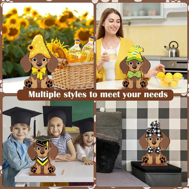 Alt view image 7 of 7 - 42 Pcs Small Interchangeable Dog Sign Holiday Summer Decor Seasonal Table Centerpiece Farmhouse Rustic Magnetic Desk Accessories Wooden Home Office Room Welcome Tiered Tray Decoration Gifts