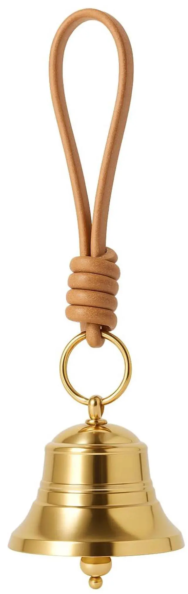 Main image of Brass Hanging Bell for Door Knob, Vintage Gold Door Hanger Bell on Leather Rope, Small Entry Doorbell Chime for Front Door, Home Shop Garden & Christmas Decor (1)