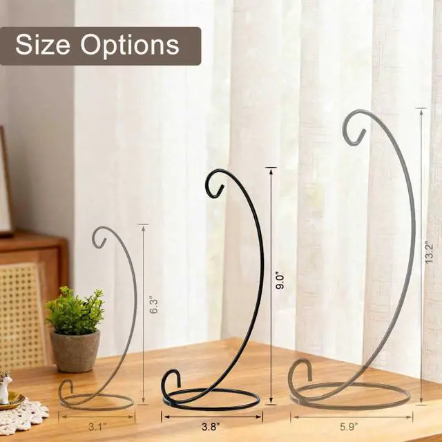 Alt view image 3 of 7 - 9in Ornament Display Stand, Air Plant Holder, Terrariums Hanger, Black Iron Wire Hanging Hook for Christmas Halloween Decoration, Glass Crystal Witch Ball, Home Party Decor Art Craft Fair