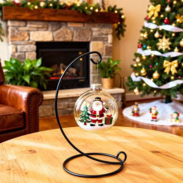 Alt view image 6 of 7 - 9in Ornament Display Stand, Air Plant Holder, Terrariums Hanger, Black Iron Wire Hanging Hook for Christmas Halloween Decoration, Glass Crystal Witch Ball, Home Party Decor Art Craft Fair