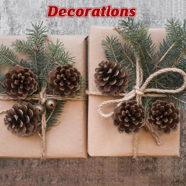 Alt view image 5 of 7 - 24 PCS Natural Pine Cones, 1.96 in Pinecone Ornaments, Rustic Pine Cones for Crafts, Winter Decorations for Home, Bulk Pines Cone with Gold String for Christmas Table Decor DIY Christmas Ornaments