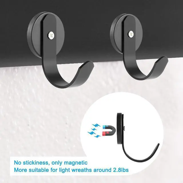 Alt view image 5 of 7 - 2 Pack Magnetic Wreath Hanger Wreath Holder Wreath Hanger Hook for Metal Front Door for Christmas Decorations