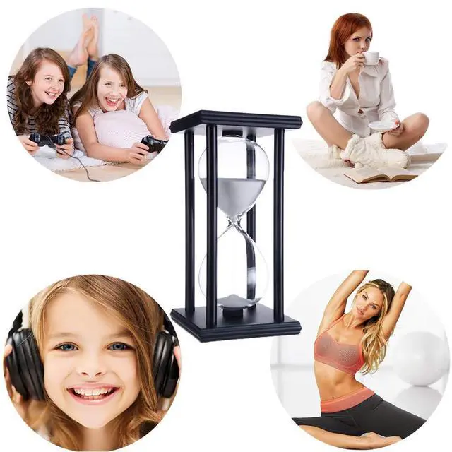 Alt view image 4 of 7 - Newbought 60 Minutes Timer 60 Minutes Decoration for Children's Room Birthday Tea Coffee Table Book Shelf School Game Ornament Wooden Frame Clock White