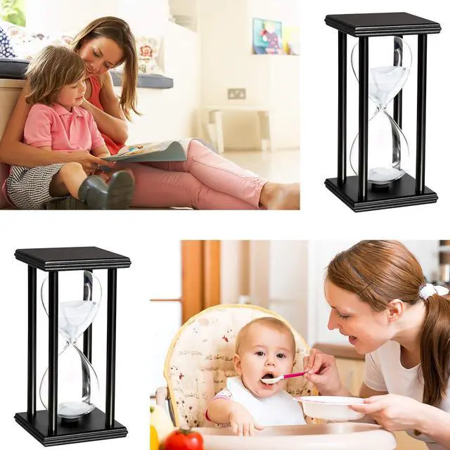 Alt view image 3 of 7 - Newbought 60 Minutes Timer 60 Minutes Decoration for Children's Room Birthday Tea Coffee Table Book Shelf School Game Ornament Wooden Frame Clock White