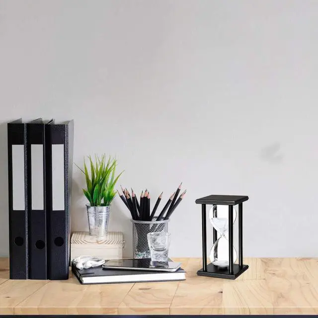 Alt view image 7 of 7 - Newbought 60 Minutes Timer 60 Minutes Decoration for Children's Room Birthday Tea Coffee Table Book Shelf School Game Ornament Wooden Frame Clock White