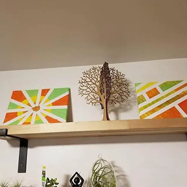 Alt view image 5 of 5 - Wood Tree Crafts 3D Tree of Life Sign Ornament Natural Wood Artificial Table Tree Desktop Fake Faux Plants Ornaments Wooden Home Room Decor Holiday Party Wedding Farmhouse Decoration 14x12 Inch