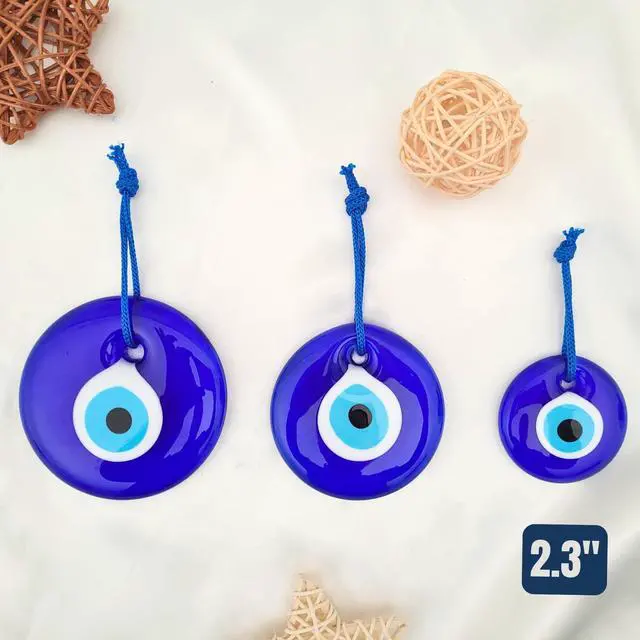 Alt view image 2 of 6 - 2.3" Turkish Evil Eye Decor Ornament - Evil Eye Wall Hanging - Home Protection Charm Evil Eye Wall Decor - Turkish Nazar Amulet