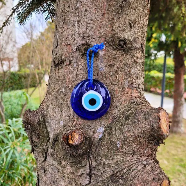 Alt view image 4 of 6 - 2.3" Turkish Evil Eye Decor Ornament - Evil Eye Wall Hanging - Home Protection Charm Evil Eye Wall Decor - Turkish Nazar Amulet