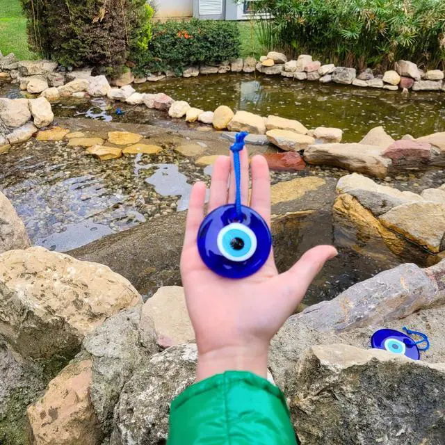Alt view image 3 of 6 - 2.3" Turkish Evil Eye Decor Ornament - Evil Eye Wall Hanging - Home Protection Charm Evil Eye Wall Decor - Turkish Nazar Amulet