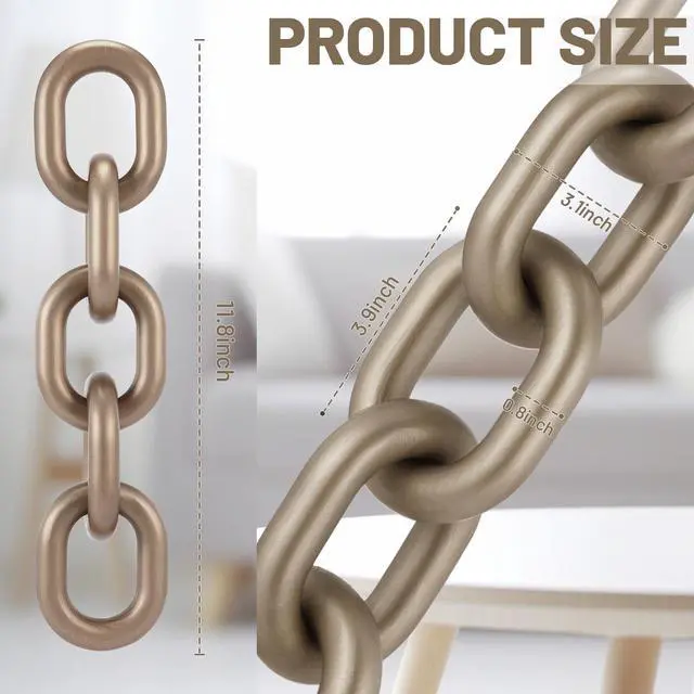 Alt view image 2 of 7 - Decorative Wood Chain Link Decor Rustic 5 Link Wooden Chain Ornament Farmhouse Home Decoration Hand Carved Crafts Book Shelf Decor Items for Coffee Table(Champagne,13.78 Inch)