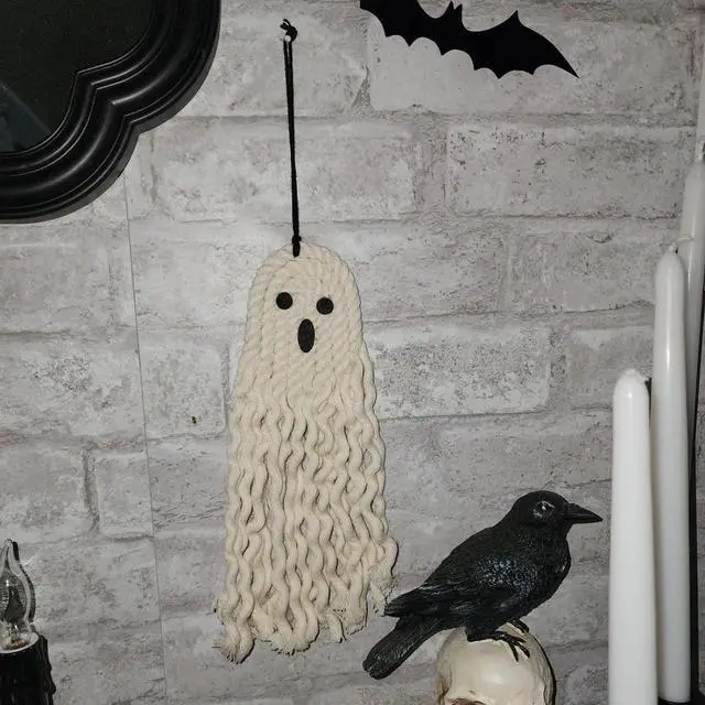 Alt view image 2 of 6 - 14 inch Handmade Cute Ghost Halloween Decor, Halloween Decorations Indoor & Outdoor Party, Fall Decor Hanging Ornaments for Home Front Door, Window, Wall, Yard, Tree, Car, Garage Door