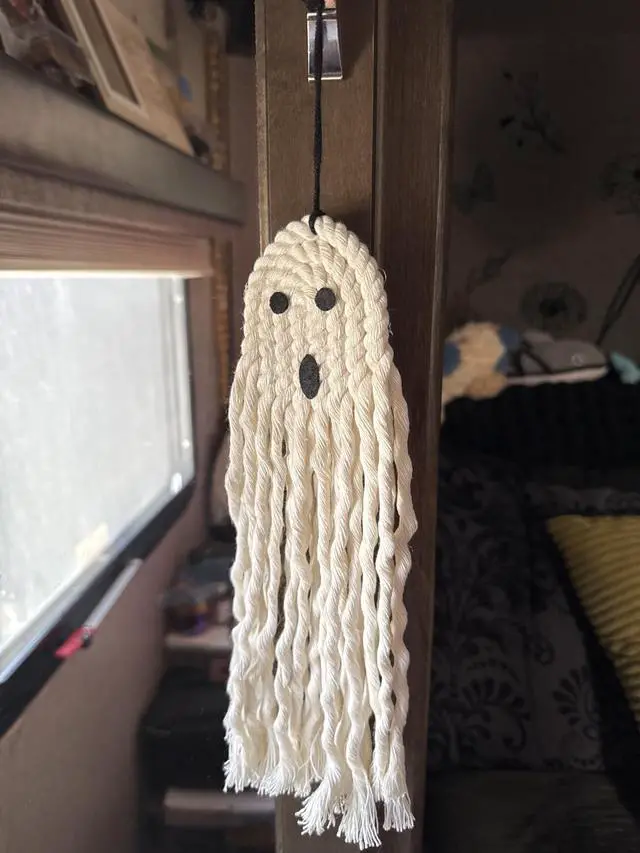 Alt view image 4 of 6 - 14 inch Handmade Cute Ghost Halloween Decor, Halloween Decorations Indoor & Outdoor Party, Fall Decor Hanging Ornaments for Home Front Door, Window, Wall, Yard, Tree, Car, Garage Door