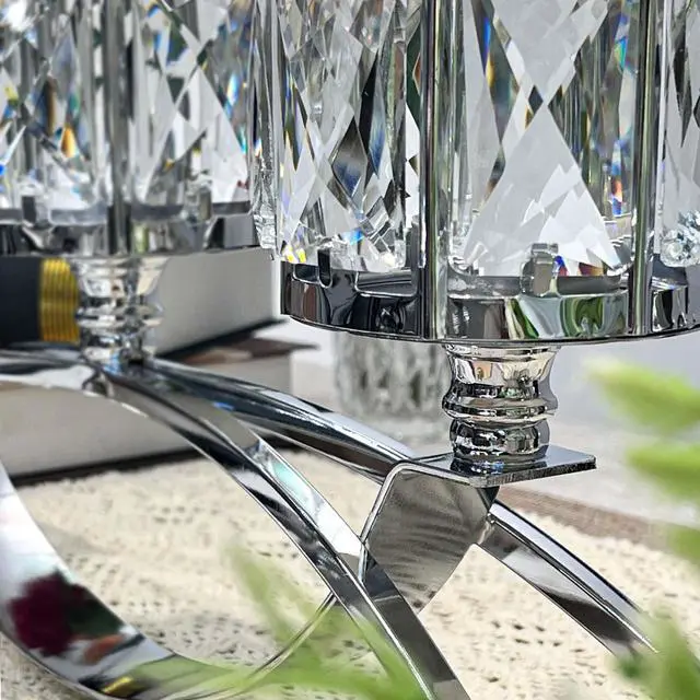 Alt view image 6 of 7 - 3 Arms Crystal Candle Holders, Arch Candlestick Table Candelabras Centerpieces for Wedding, Dinning Room, Cabinet Ornaments, Home Decoration Gift (3-arm Arched, Silver)