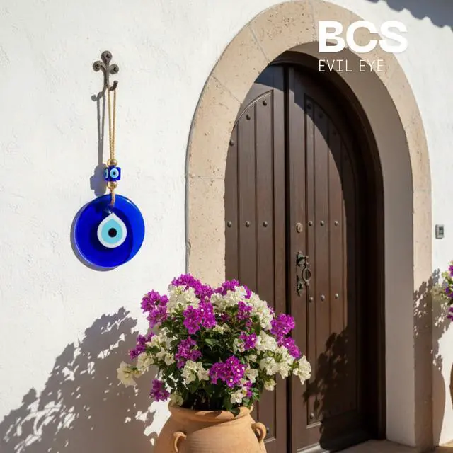 Alt view image 5 of 7 - X-Large Evil Eye Wall Decor 5.2'' Blue Glass Turkish Greek Nazar Amulet Good Luck & Protection Charm - Handmade Hanging Ornament for Home,Office, Garden, Door - Ojo Turco