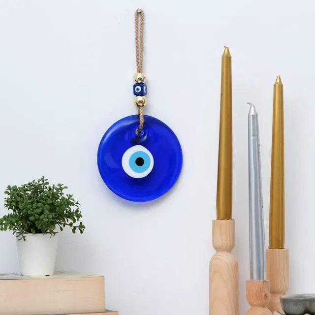 Alt view image 7 of 7 - X-Large Evil Eye Wall Decor 5.2'' Blue Glass Turkish Greek Nazar Amulet Good Luck & Protection Charm - Handmade Hanging Ornament for Home,Office, Garden, Door - Ojo Turco