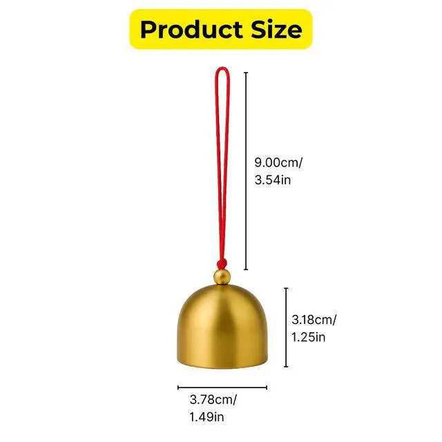 Alt view image 2 of 3 - 6 Pack Mini Brass Hanging Bells, 1.49 Inch Gold Jingle Bells with Red Black Yellow Cords, Christmas Tree Ornaments, Door & Window Wind Chimes, Pet Collar Bells