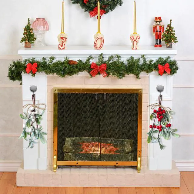 Alt view image 7 of 7 - 2 Pack Artificial Mistletoe Hanging Ornaments, 9.44 Inches Length, Red and White Berries, Christmas Décor for Doors, Walls, Fireplaces, Seasonal Holiday Home Decorations,Winter Wonderland Décor