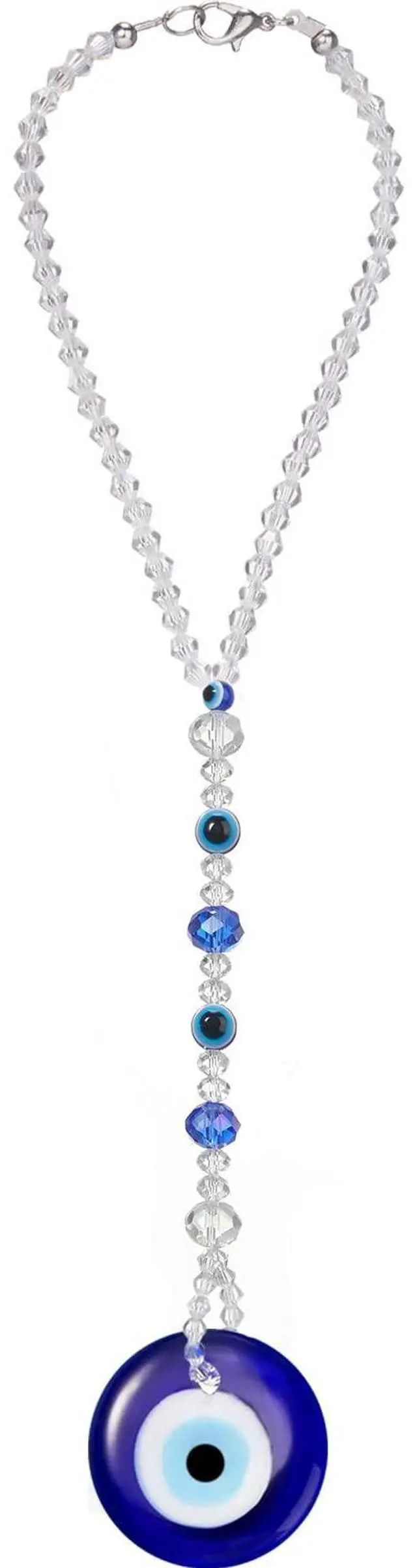 Main image of Evil Eye Car Hanging Ornament Evil Blue Eye Charms for Rear View Mirror Beaded Decor Car Accessories Pendent for Window Door Frame Balcony (Classic Style,Blue)